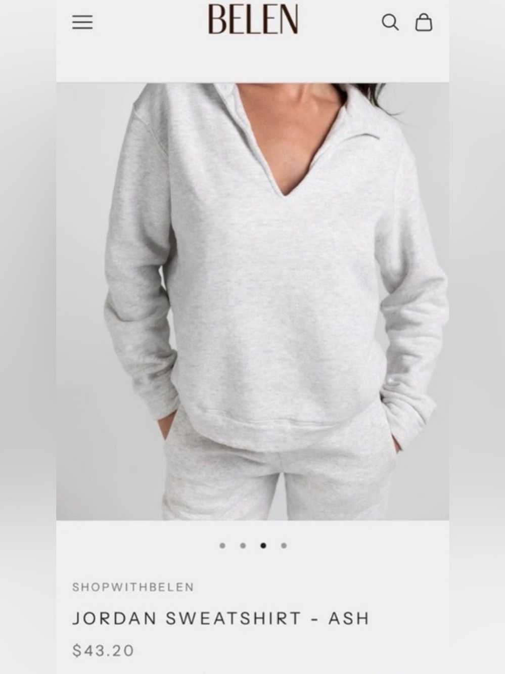 Belen NWT Light Grey Sweatshirt Size XS 0305